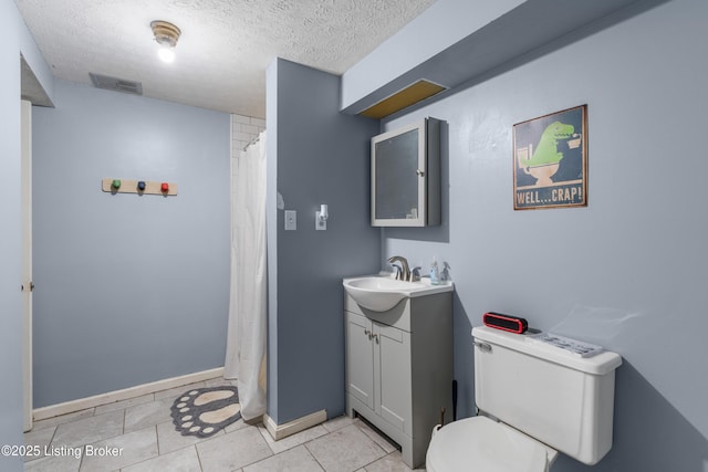 2625 Shumate Rd, Ekron, KY 40117 - bathroom featuring vanity, a textured ceiling, tile patterned flooring, and a shower with shower curtain