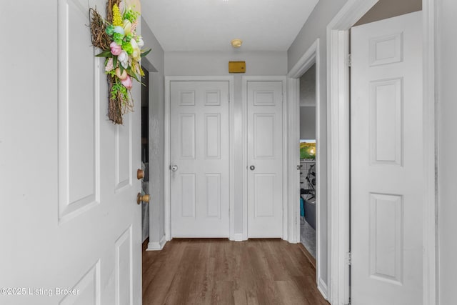 2625 Shumate Rd, Ekron, KY 40117 - hall featuring dark wood-type flooring and baseboards