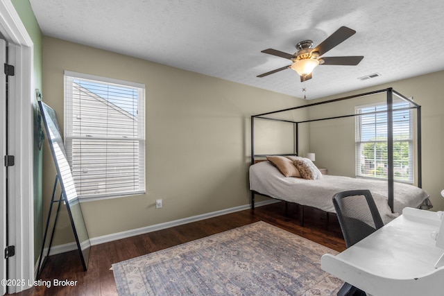 10008 Hornbeam Blvd, Louisville, KY 40228 - bedroom with wood finished floors, a textured ceiling, and a ceiling fan