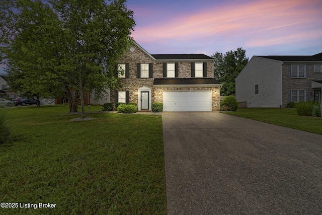 10008 Hornbeam Blvd, Louisville, KY 40228 - view of front of property with concrete driveway, an attached garage, and a lawn