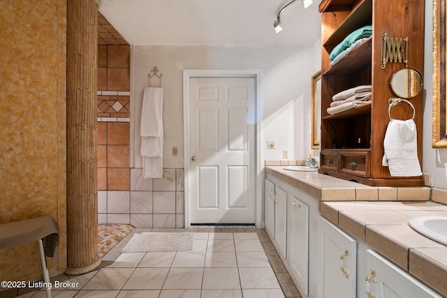 4333 Wax Rd, Clarkson, KY 42726 - full bath featuring double vanity, marble finish flooring, and tiled shower