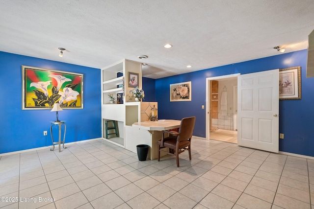 4333 Wax Rd, Clarkson, KY 42726 - dining room featuring light tile patterned floors, built in shelves, a textured ceiling, and recessed lighting