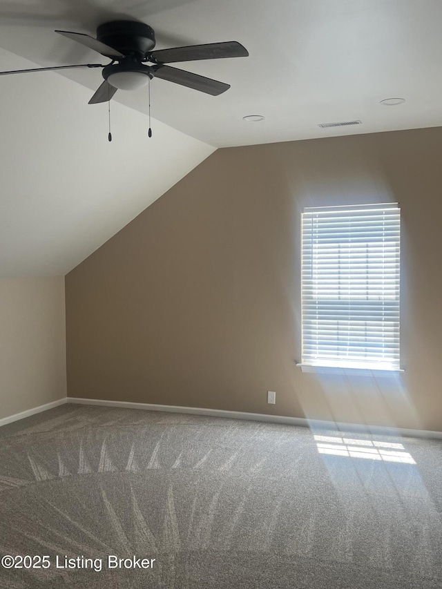 9403 Alex Ct, Louisville, KY 40299 - additional living space featuring carpet flooring, lofted ceiling, and a ceiling fan