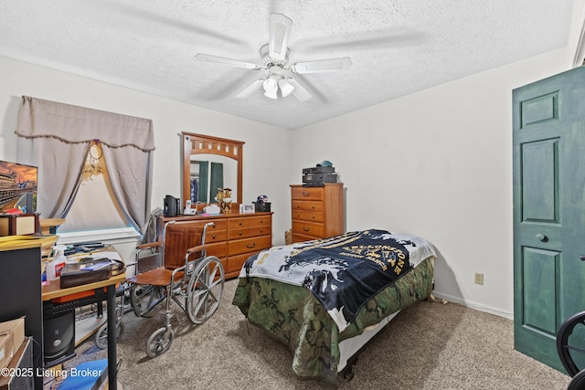 1291 Lipps Ln, Louisville, KY 40219 - carpeted bedroom with a textured ceiling and a ceiling fan