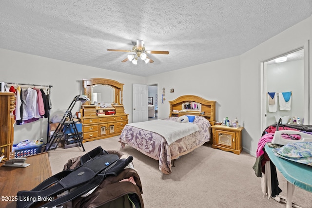 1291 Lipps Ln, Louisville, KY 40219 - carpeted bedroom featuring a ceiling fan and a textured ceiling
