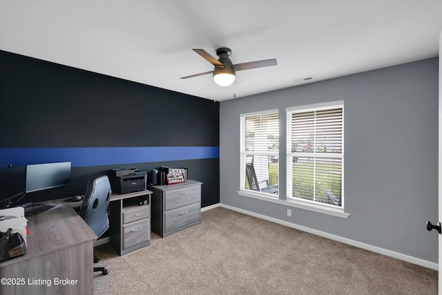 124 Shadow Rock Ct, Shepherdsville, KY 40165 - office with a ceiling fan and light carpet