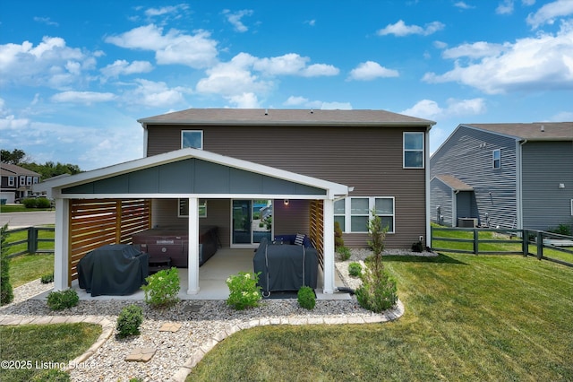 124 Shadow Rock Ct, Shepherdsville, KY 40165 - rear view of house with a hot tub and a patio area
