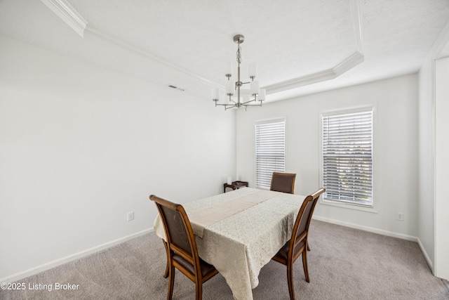 14433 Halden Ridge Way, Louisville, KY 40245 - dining space with a chandelier, a tray ceiling, carpet, and crown molding
