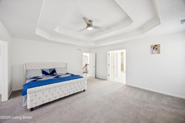 14433 Halden Ridge Way, Louisville, KY 40245 - bedroom with a tray ceiling, ornamental molding, carpet, and ceiling fan