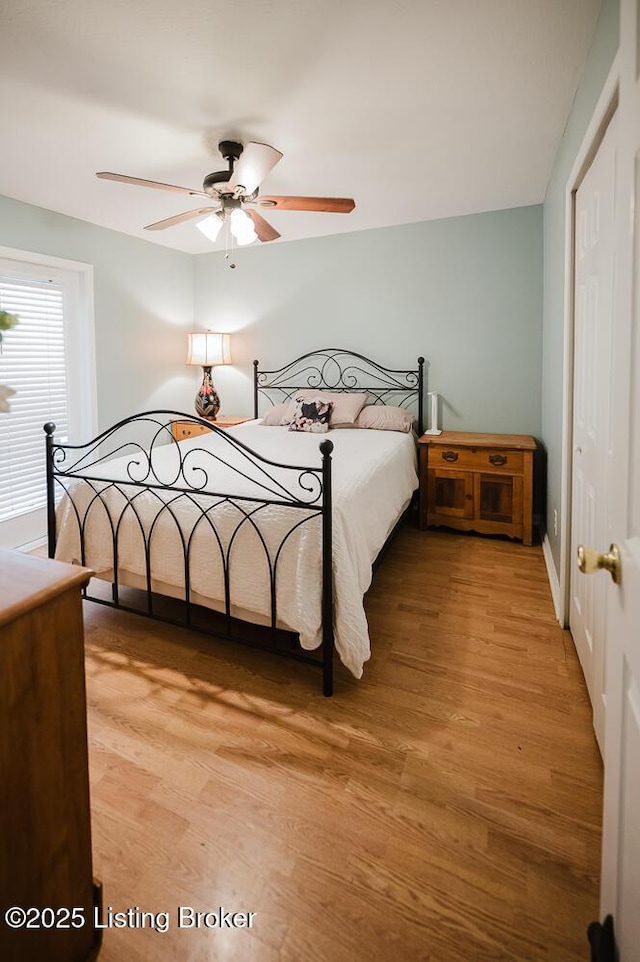 6812 Holly Lake Dr, Louisville, KY 40291 - bedroom featuring light wood finished floors, a closet, and a ceiling fan