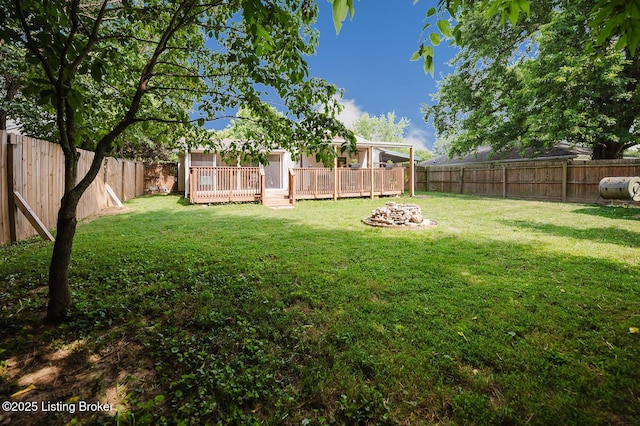 6812 Holly Lake Dr, Louisville, KY 40291 - fenced backyard featuring a wooden deck