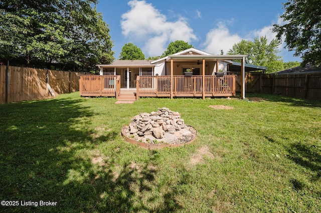 6812 Holly Lake Dr, Louisville, KY 40291 - rear view of property with a fenced backyard and a deck