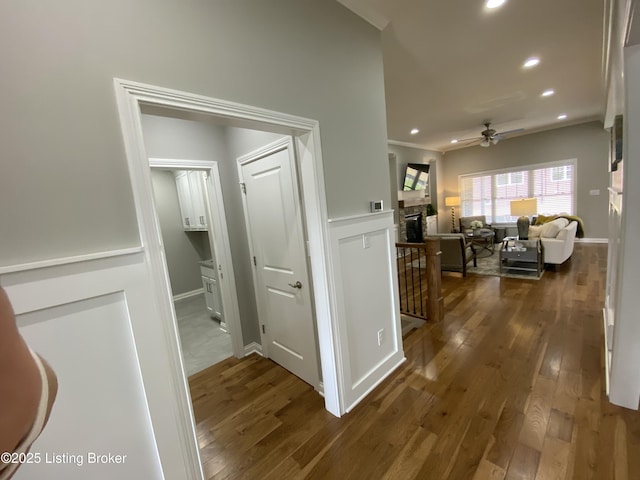7508 Pavilion Park Rd, Louisville, KY 40214 - corridor featuring dark wood finished floors and recessed lighting