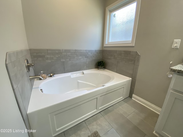 7508 Pavilion Park Rd, Louisville, KY 40214 - bathroom with a bath, vanity, and tile patterned floors