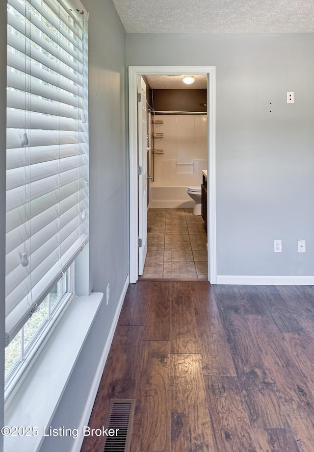 599 Ritchie Dr, Brandenburg, KY 40108 - corridor with dark wood finished floors and a textured ceiling