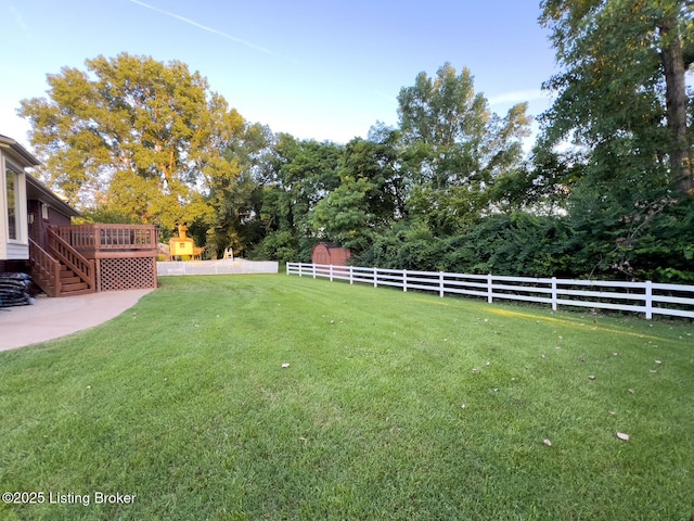 4212 Marseille Dr, Louisville, KY 40272 - fenced backyard with a deck, stairway, and a patio area