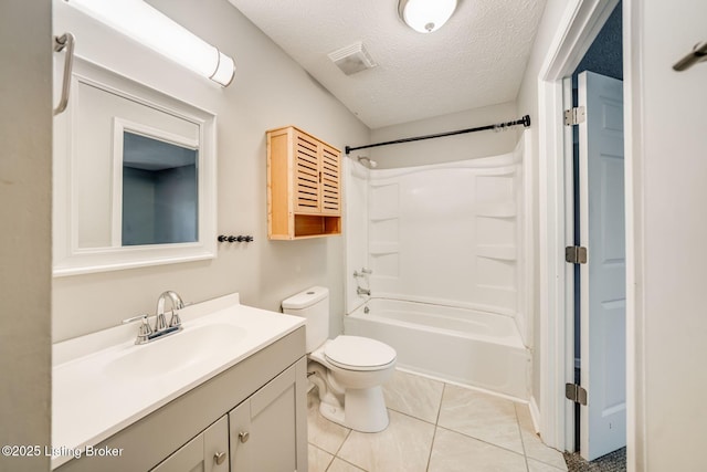 2700 Pioneer Ct, Radcliff, KY 40160 - full bath with vanity, shower / bathtub combination, a textured ceiling, and tile patterned floors