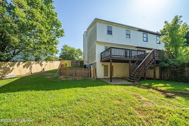 2700 Pioneer Ct, Radcliff, KY 40160 - back of house featuring a deck, a fenced backyard, stairs, and a patio area