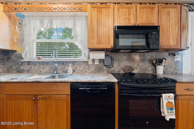 3706 Glenlea Way, Jeffersontown, KY 40299 - kitchen featuring black appliances, decorative backsplash, and light countertops