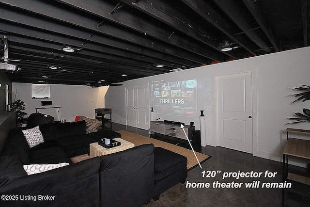 4017 Williams Crossing Way, Jeffersonville, IN 47130 - living area with concrete floors and baseboards