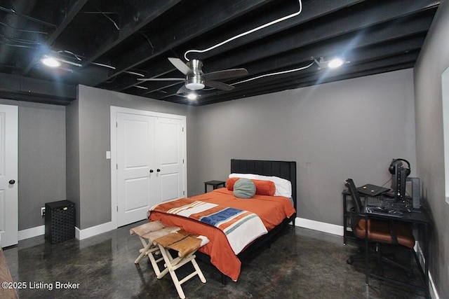 4017 Williams Crossing Way, Jeffersonville, IN 47130 - bedroom featuring finished concrete floors and a ceiling fan