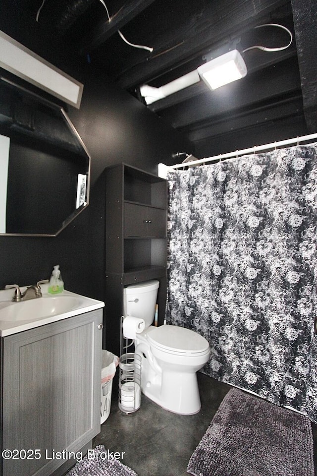 4017 Williams Crossing Way, Jeffersonville, IN 47130 - bathroom with vanity, concrete flooring, and a shower with shower curtain