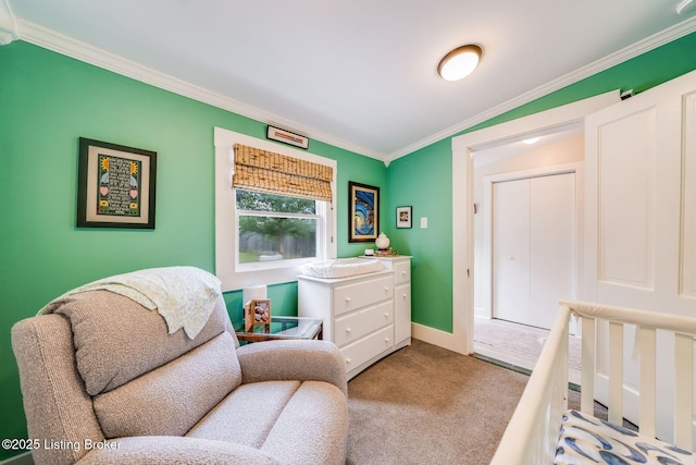 1021 Mulberry St, Louisville, KY 40217 - bedroom with ornamental molding and carpet flooring