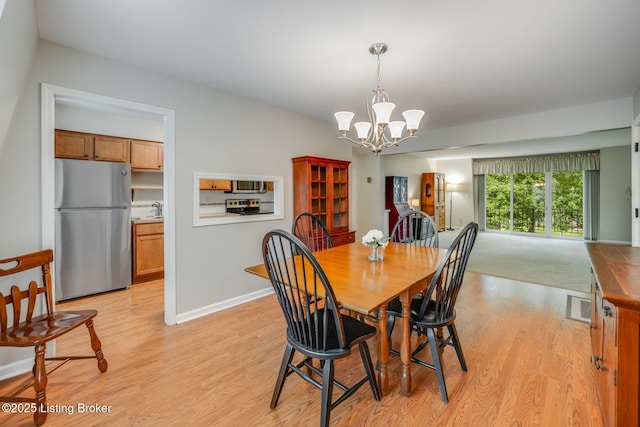 521 Zorn Ave Apt G8, Louisville, KY 40206 - dining area featuring light wood-style floors and a chandelier