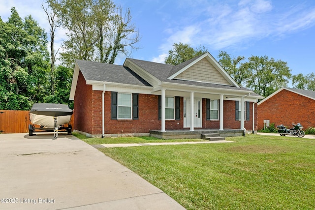 112 Shallow Springs Ct, Bardstown, KY 40004 - view of front of home featuring covered porch, concrete driveway, brick siding, and a shingled roof