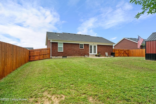 112 Shallow Springs Ct, Bardstown, KY 40004 - rear view of property featuring a fenced backyard, a patio, brick siding, entry steps, and french doors