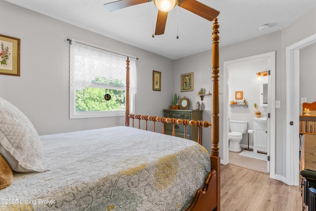 166 Glenview Rd, Shepherdsville, KY 40229 - bedroom featuring light wood finished floors, connected bathroom, and ceiling fan