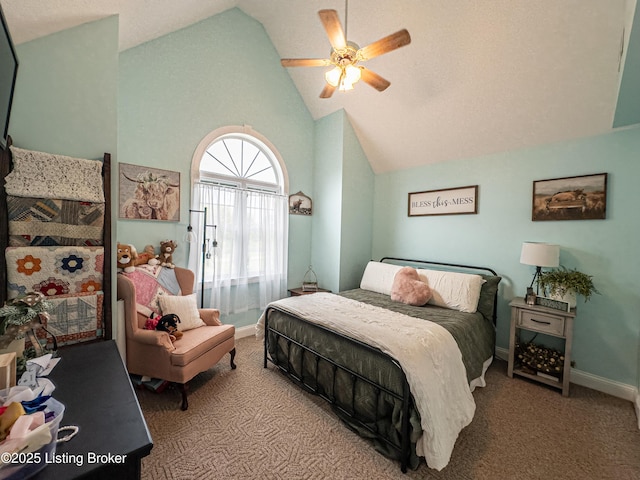 173 Megan Way, Falls Of Rough, KY 40119 - bedroom featuring light carpet, vaulted ceiling, and a ceiling fan