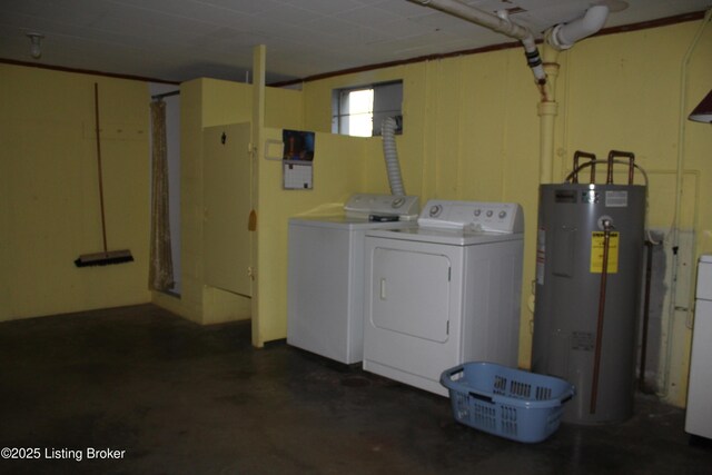 1600 Normandy Rd, Taylorsville, KY 40071 - laundry room featuring water heater and washing machine and dryer