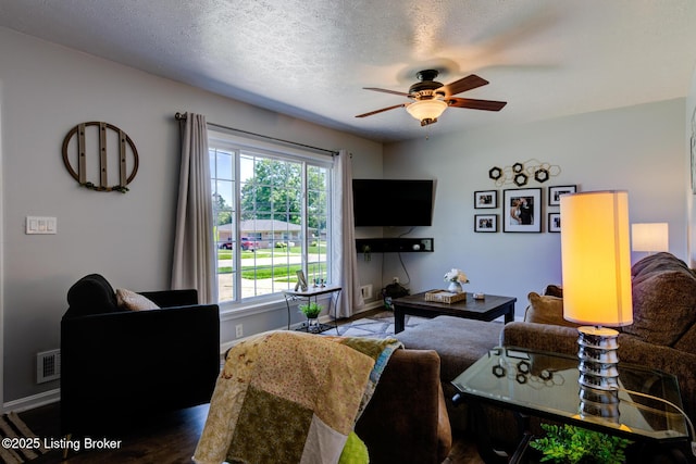 9602 Willowwood Way, Louisville, KY 40299 - living area featuring a ceiling fan and a textured ceiling