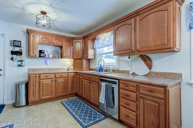9602 Willowwood Way, Louisville, KY 40299 - kitchen featuring dishwasher, brown cabinets, open shelves, and light countertops