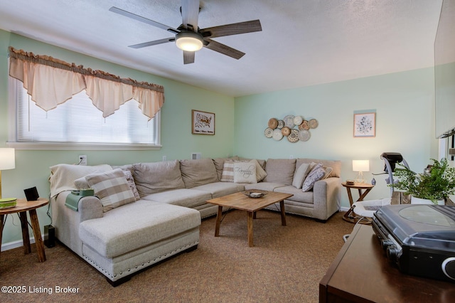 9602 Willowwood Way, Louisville, KY 40299 - carpeted living area with ceiling fan and baseboards