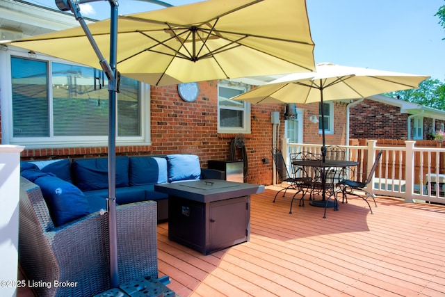 9602 Willowwood Way, Louisville, KY 40299 - wooden terrace with an outdoor living space with a fire pit and outdoor dining area