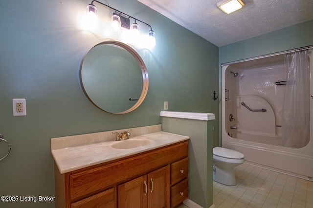 41 Raspberry Ct, Brandenburg, KY 40108 - bathroom with vanity, shower / bath combo, tile patterned flooring, and a textured ceiling