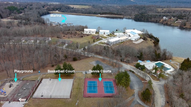 41 Raspberry Ct, Brandenburg, KY 40108 - aerial overview of property's location with a large body of water and a forest