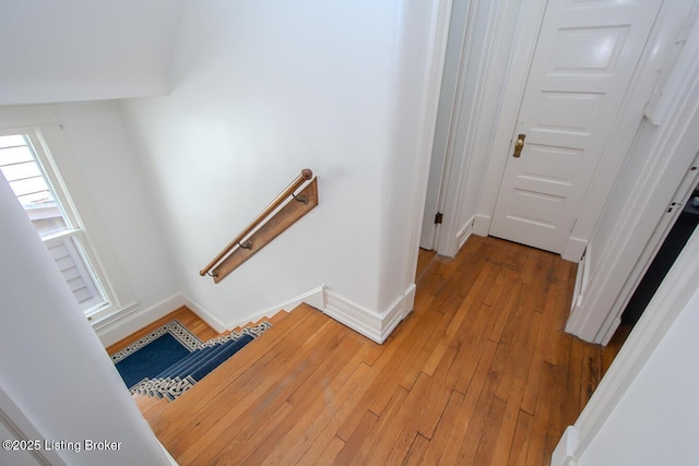 1211 Everett Ave, Louisville, KY 40204 - stairway with baseboards and hardwood / wood-style floors
