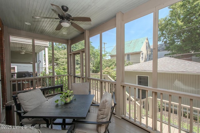 1211 Everett Ave, Louisville, KY 40204 - sunroom / solarium with a ceiling fan and outdoor dining area