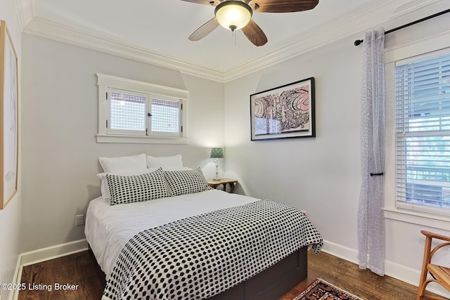 1700 Shady Ln, Louisville, KY 40205 - bedroom with wood finished floors, ornamental molding, and ceiling fan