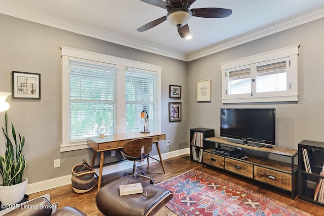 1700 Shady Ln, Louisville, KY 40205 - office space with healthy amount of natural light, wood finished floors, crown molding, and ceiling fan