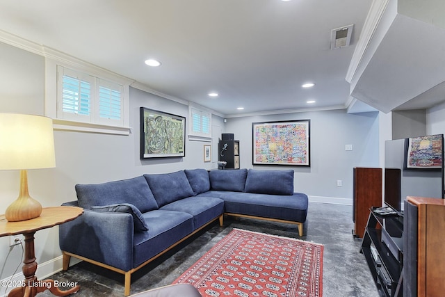 1700 Shady Ln, Louisville, KY 40205 - living room featuring ornamental molding and recessed lighting
