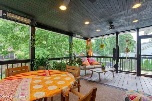 1700 Shady Ln, Louisville, KY 40205 - sunroom / solarium with a ceiling fan and outdoor dining area