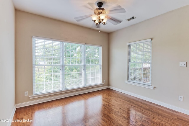 14518 Lake Village Dr Unit 4B, Louisville, KY 40299 - empty room featuring a ceiling fan and wood finished floors