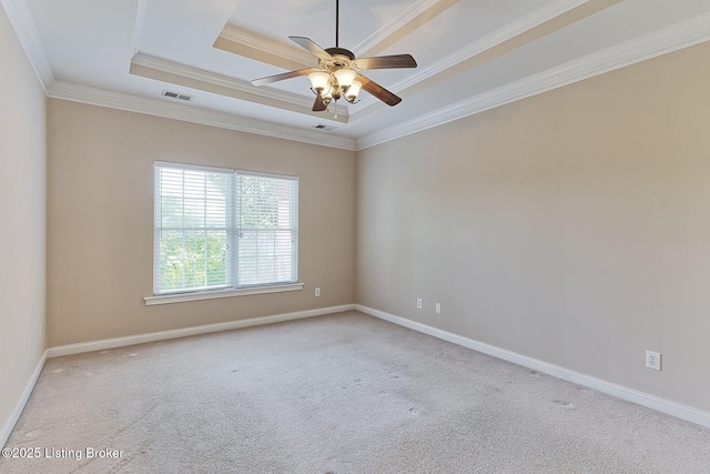 14518 Lake Village Dr Unit 4B, Louisville, KY 40299 - carpeted spare room with a raised ceiling, crown molding, and a ceiling fan