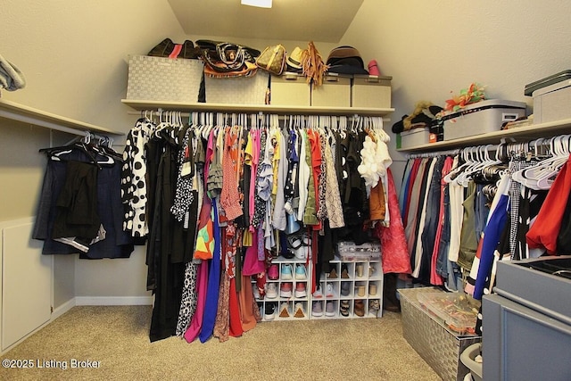 4201 Patterson Park Ct, Louisville, KY 40299 - walk in closet featuring carpet floors and lofted ceiling