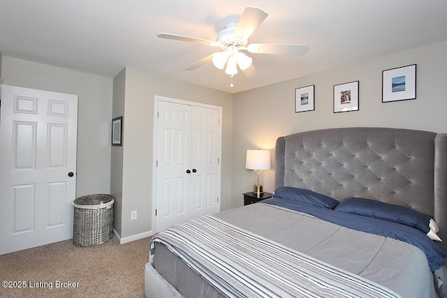 4201 Patterson Park Ct, Louisville, KY 40299 - bedroom featuring carpet flooring, a closet, and a ceiling fan