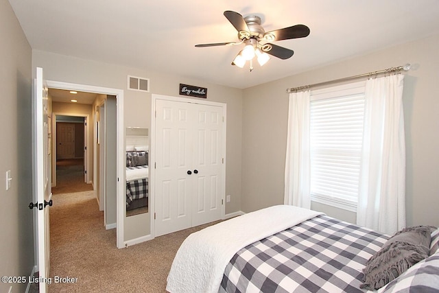 4201 Patterson Park Ct, Louisville, KY 40299 - bedroom with carpet floors, a closet, and a ceiling fan